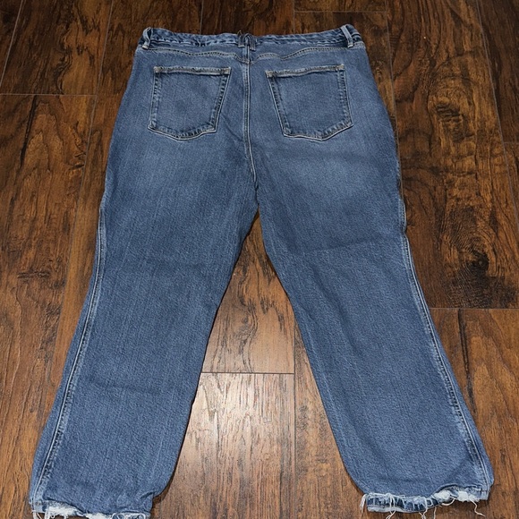 Good American Good Curve Straight Indigo Blue Frayed Hem Stretch Jeans 18 - Picture 7 of 10